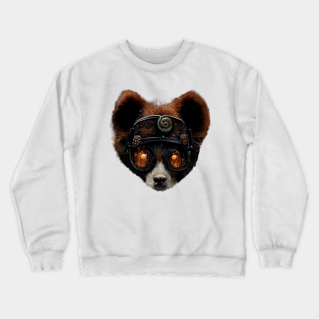 Steampunk Red Panda Orange Goggles No Shadow Crewneck Sweatshirt by DoubTech